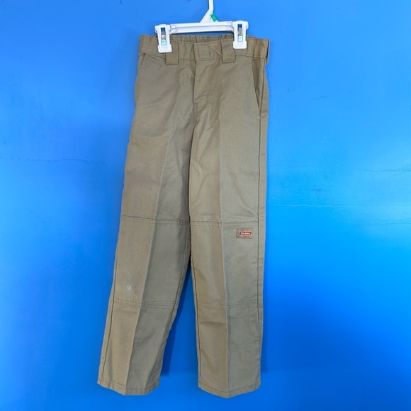 Boys Dickies Cargo Pants Size 8R Beige Khaki School Uniform Adjustable Waist - Picture 1 of 5
